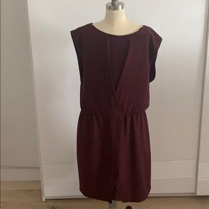 A burgundy-purple midi dress